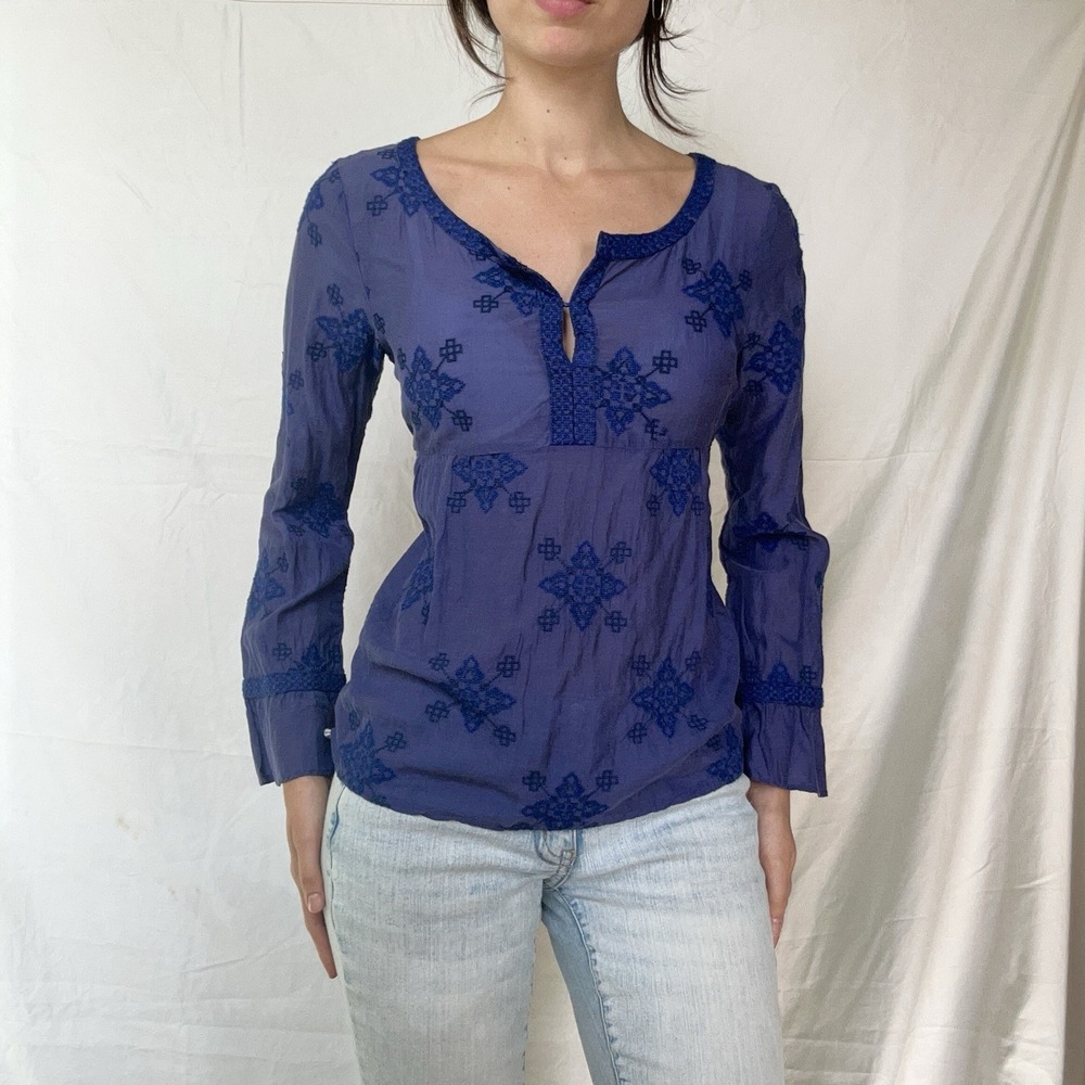 Odd Molly Blue Embroidered Top Boho Festival Indie Cottagecore